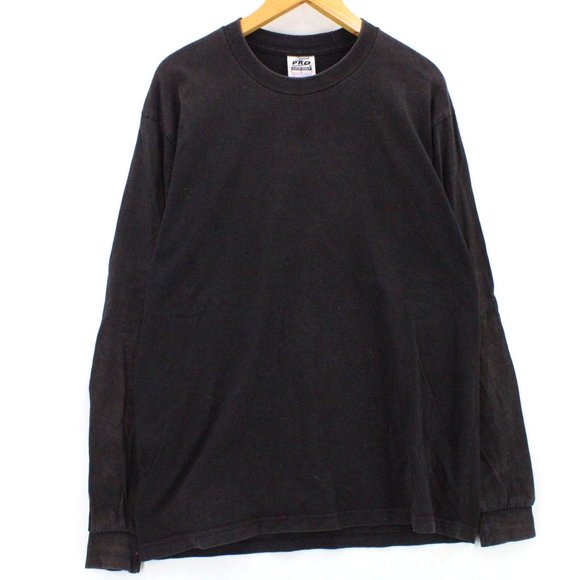 Vintage Pro 5 Super Heavy Shirt Mens Solid Black Long Sleeve Crewneck Large L - Picture 1 of 8